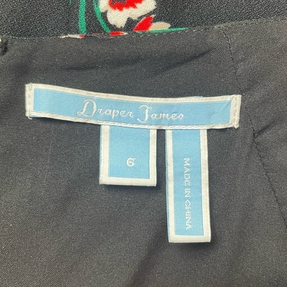 Draper James Floral‎ V-Neck Sheath Dress in Black Size 6 - Picture 7 of 8